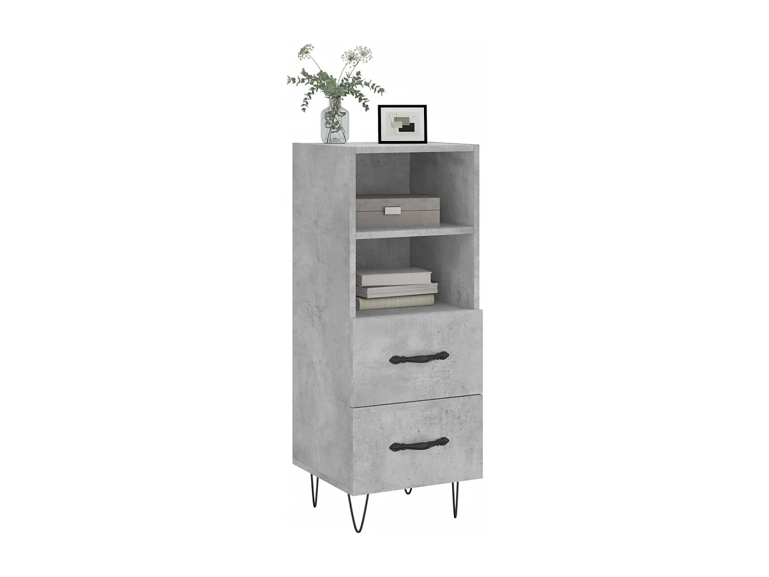 Buffet | Bahut | Meuble de rangement Gris béton 34,5x34x90 cm Bois d'ingénierie