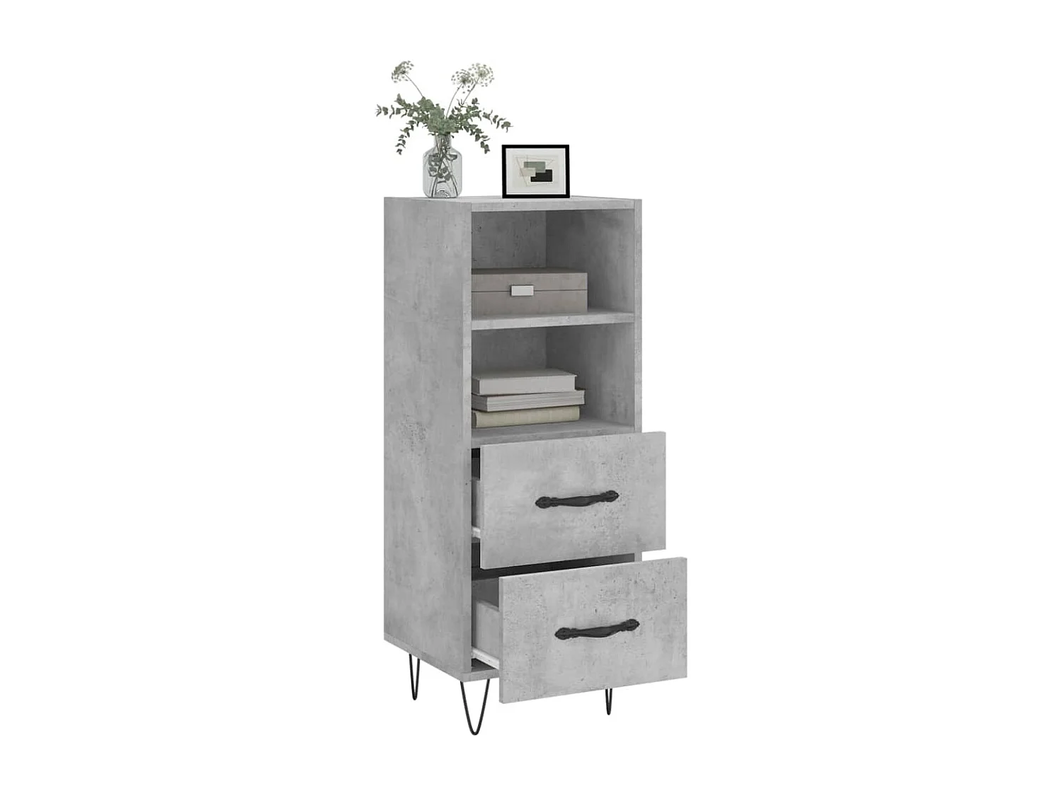 Buffet | Bahut | Meuble de rangement Gris béton 34,5x34x90 cm Bois d'ingénierie