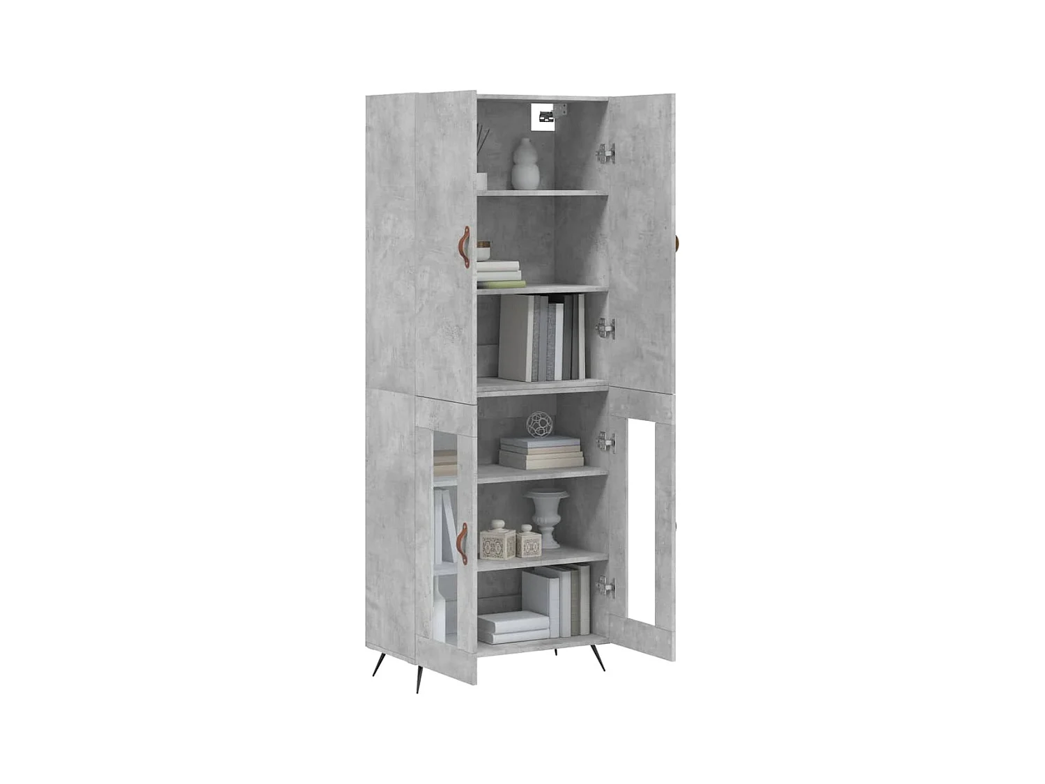 Buffet | Bahut | Meuble de rangement haut Gris béton 69,5x34x180 cm Bois d'ingénierie