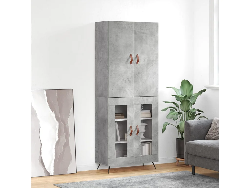 Credenza | Buffet | Armadio Grigio Cemento 69,5x34x180 cm in Legno Multistrato