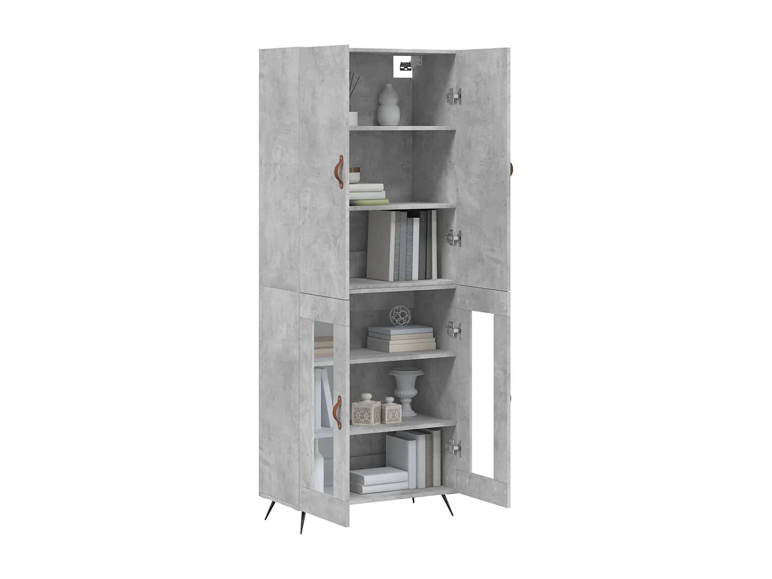 Credenza | Buffet | Armadio Grigio Cemento 69,5x34x180 cm in Legno Multistrato