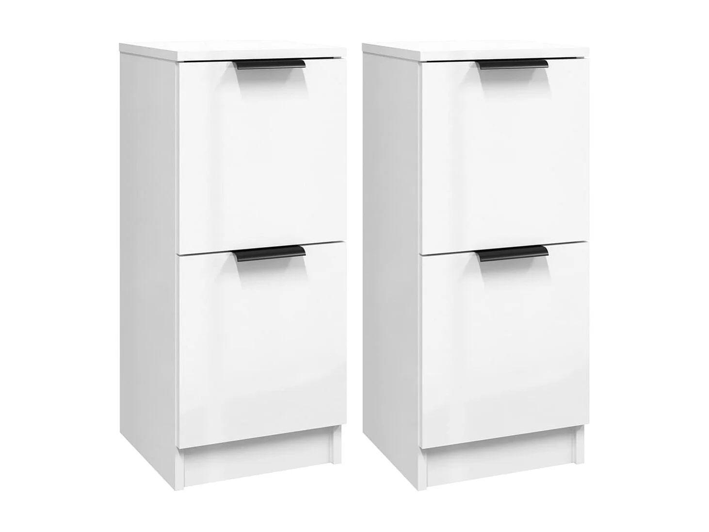 Buffets | Bahuts | Meuble de rangement 2 pcs Blanc brillant 30x30x70 cm Bois d'ingénierie