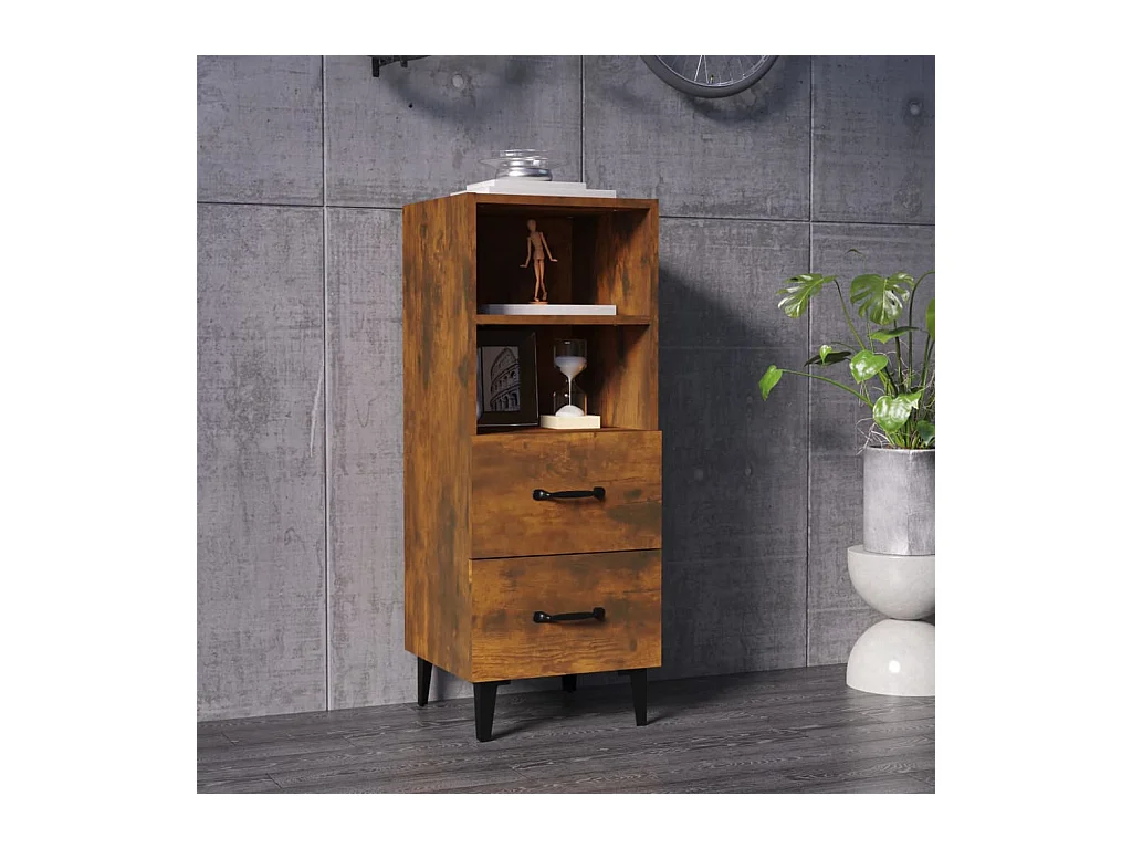Buffet | Bahut | Meuble de rangement Chêne fumé 34,5x34x90 cm Bois d'ingénierie