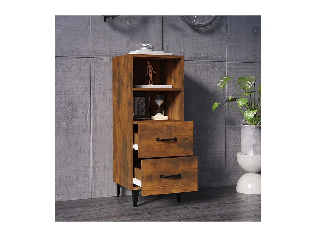 Buffet | Bahut | Meuble de rangement Chêne fumé 34,5x34x90 cm Bois d'ingénierie