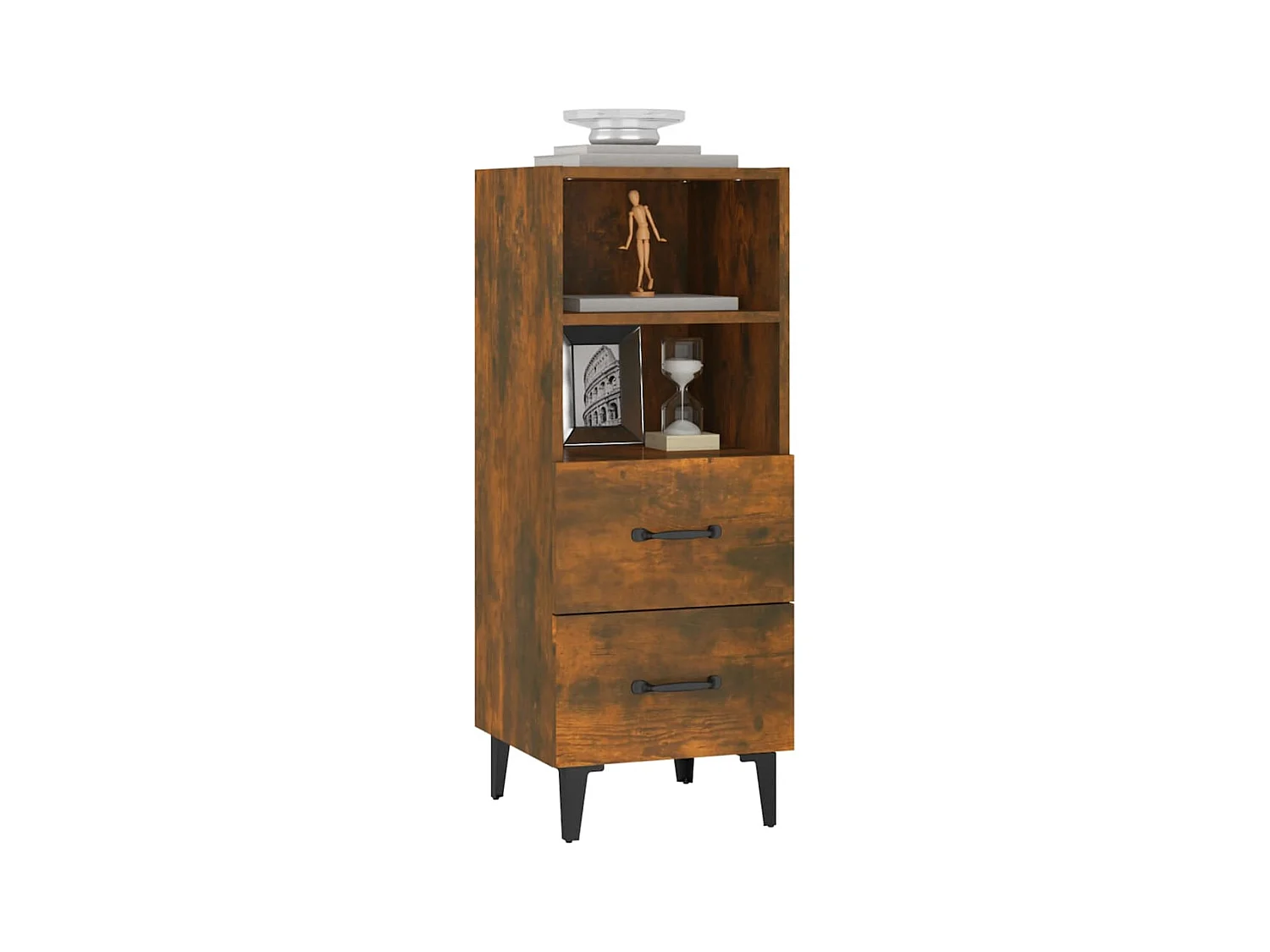 Buffet | Bahut | Meuble de rangement Chêne fumé 34,5x34x90 cm Bois d'ingénierie