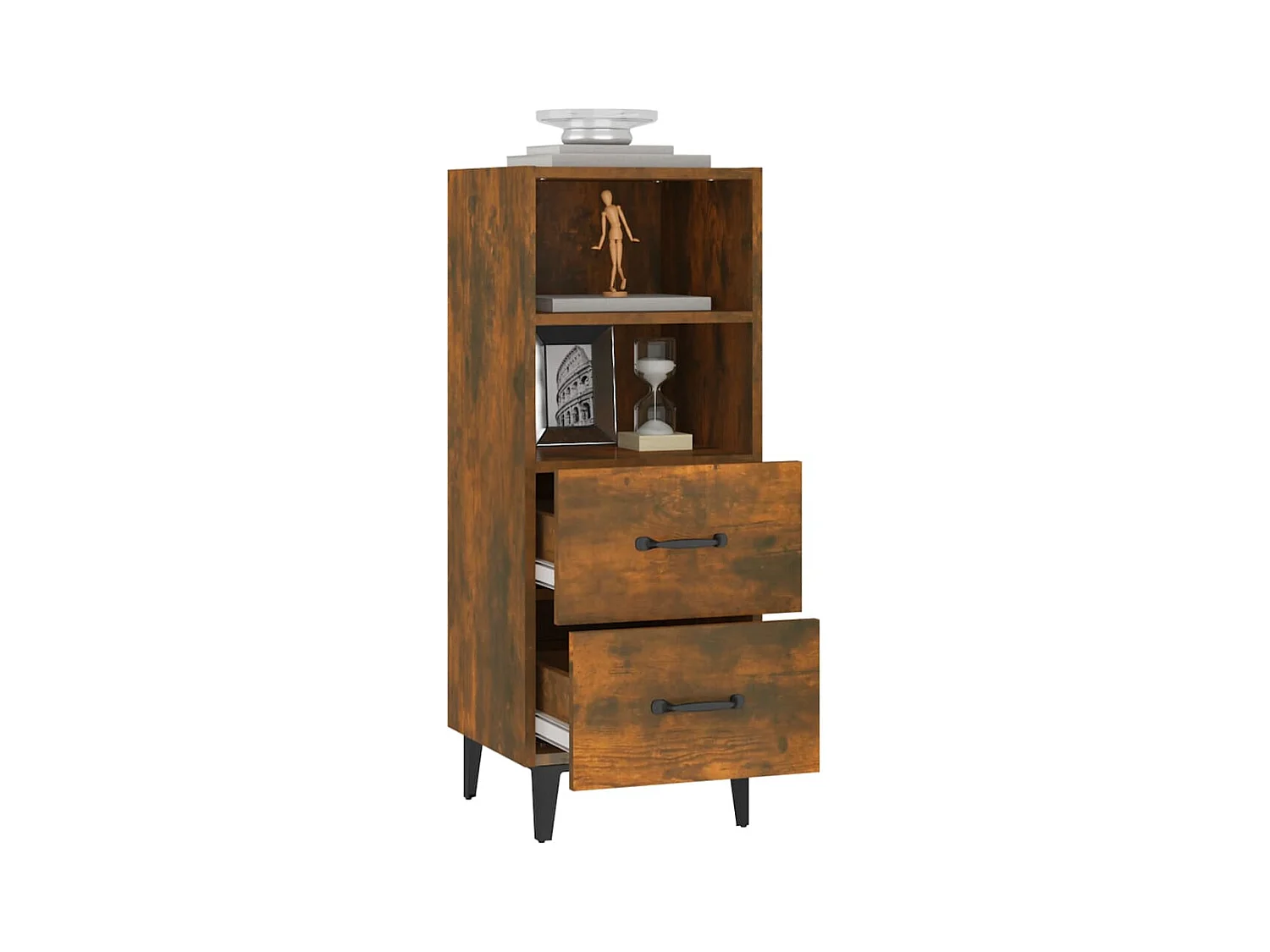 Buffet | Bahut | Meuble de rangement Chêne fumé 34,5x34x90 cm Bois d'ingénierie
