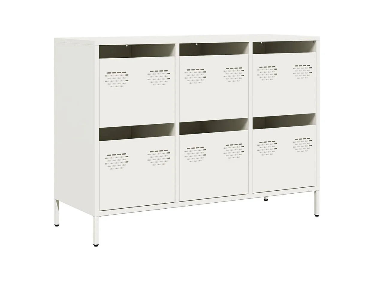Credenza | Buffet | Armadio Bianca 101,5x39x73,5 cm in Acciaio Laminato a Freddo