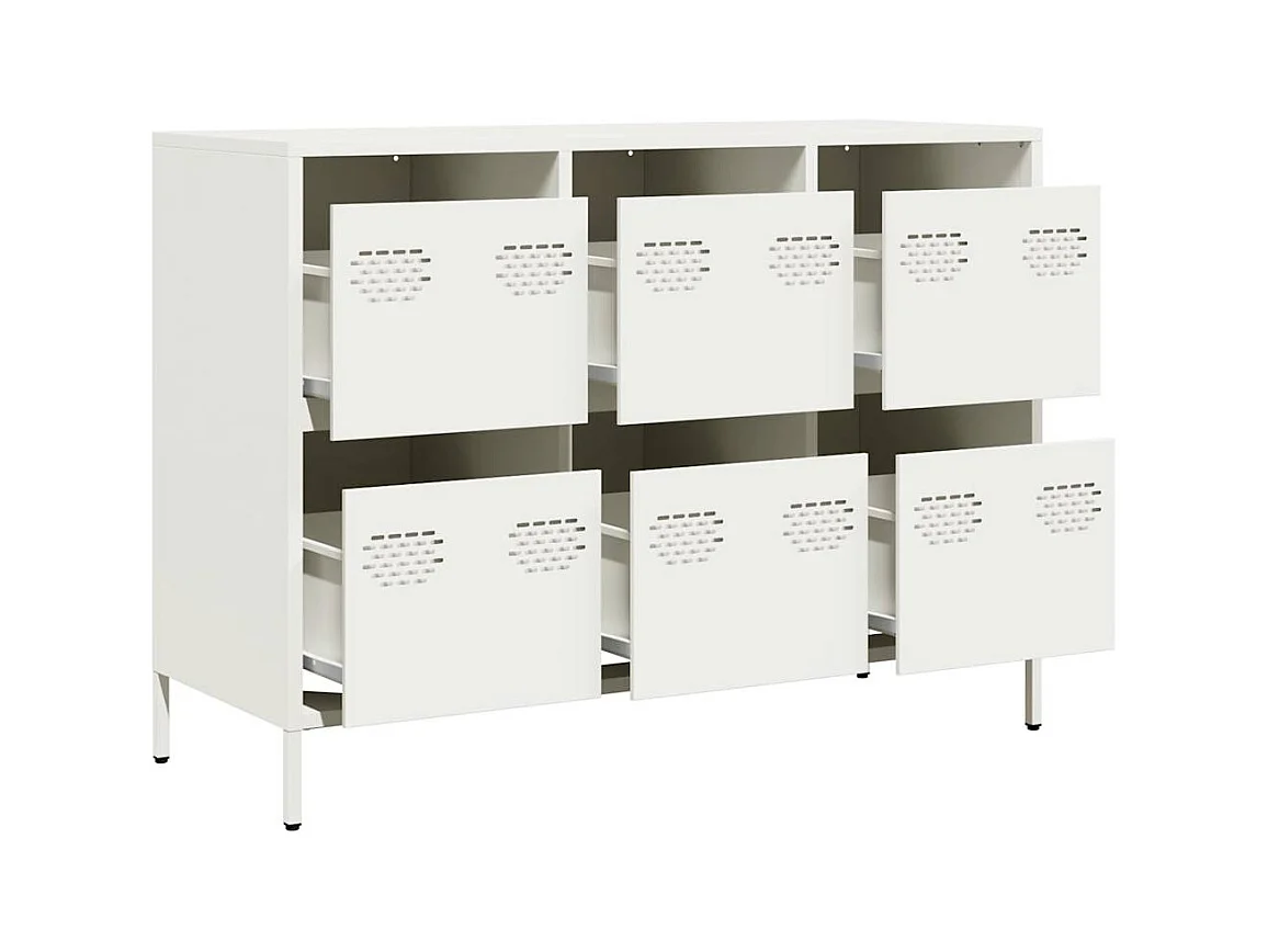 Credenza | Buffet | Armadio Bianca 101,5x39x73,5 cm in Acciaio Laminato a Freddo