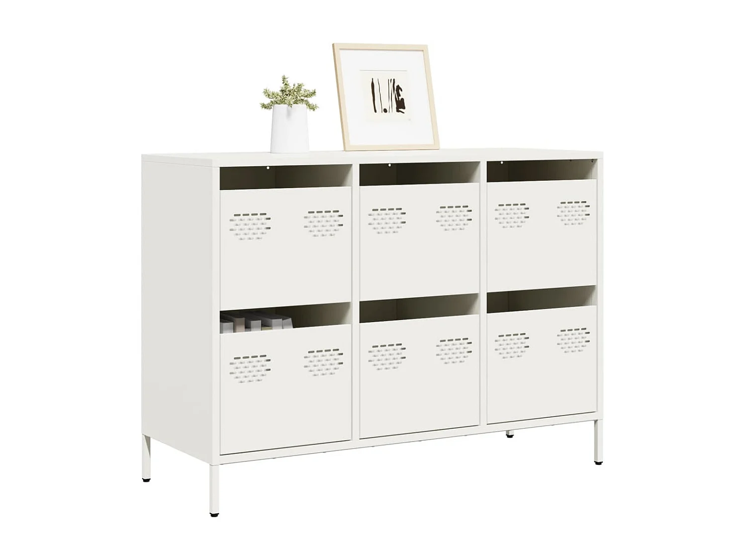 Credenza | Buffet | Armadio Bianca 101,5x39x73,5 cm in Acciaio Laminato a Freddo