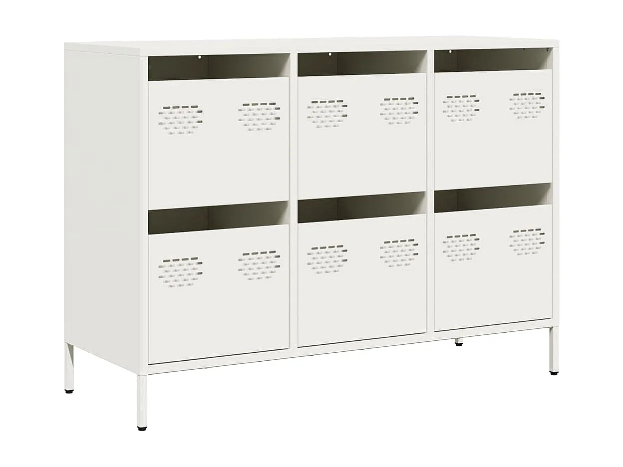 Credenza | Buffet | Armadio Bianca 101,5x39x73,5 cm in Acciaio Laminato a Freddo