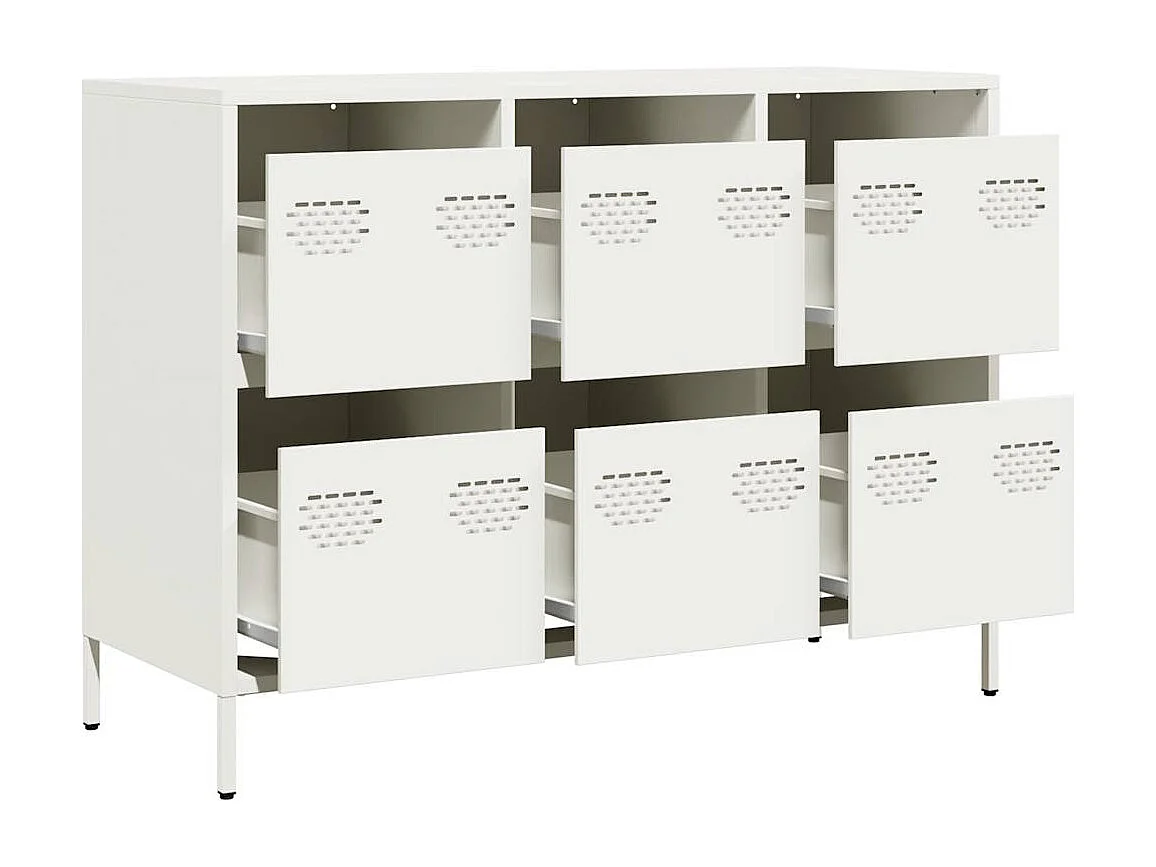 Credenza | Buffet | Armadio Bianca 101,5x39x73,5 cm in Acciaio Laminato a Freddo