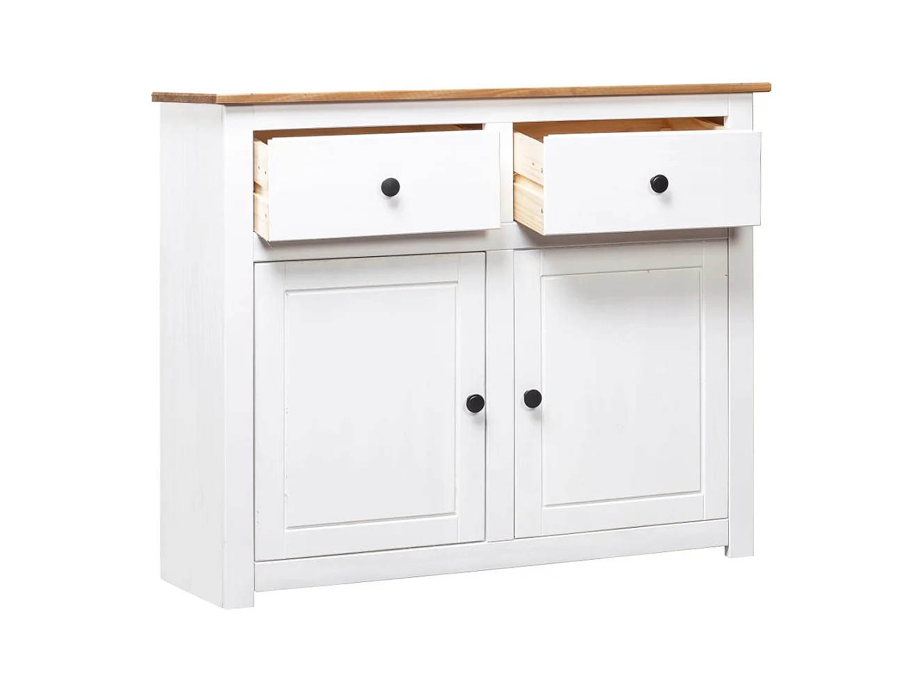 Buffet | Commode à tiroir | Meuble de rangement Blanc 93x40x80 cm Pin Gamme Panama