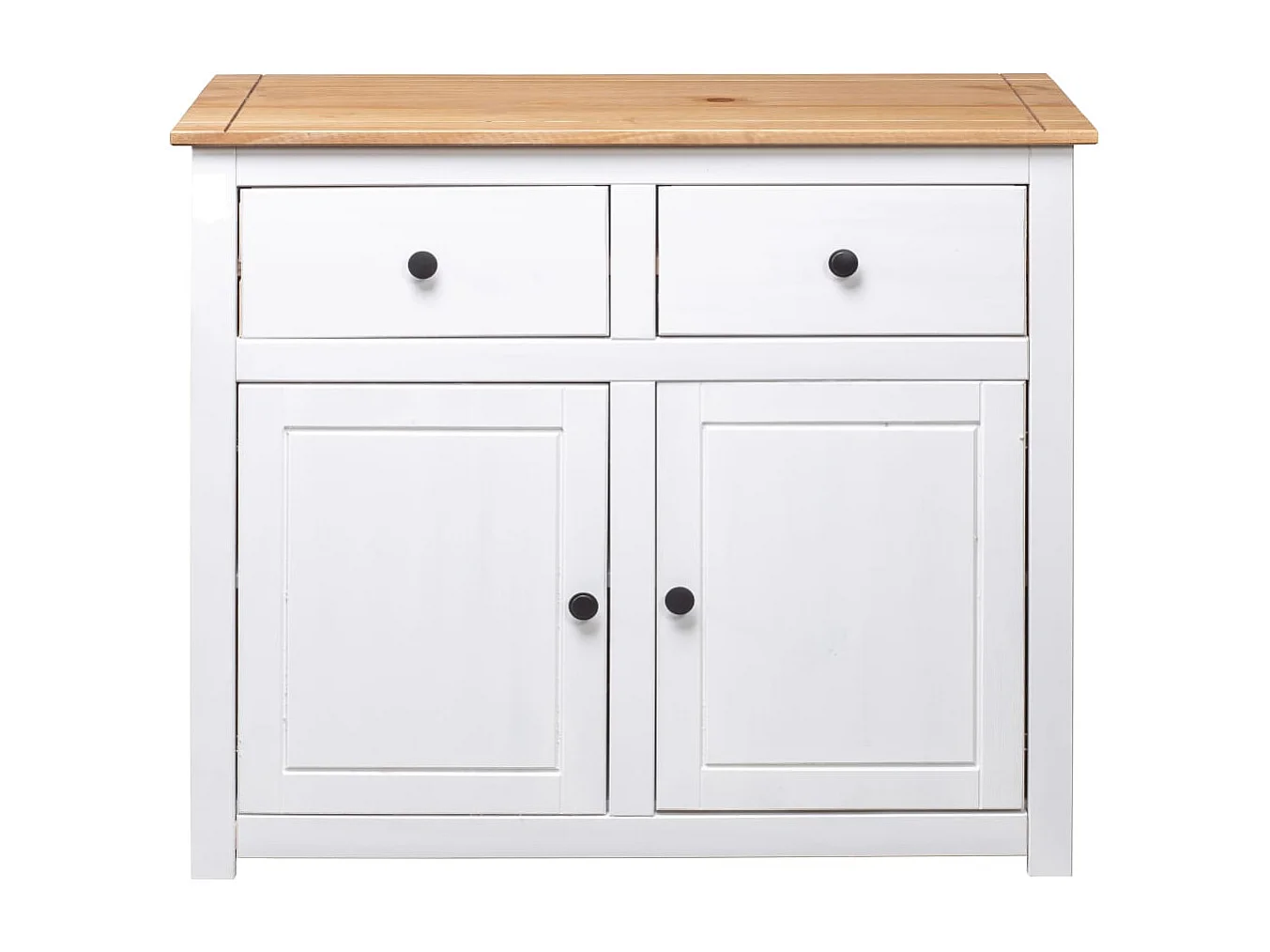 Credenza | Buffet | Armadio Bianca 93x40x80 cm in Legno Massello di Pino Panama