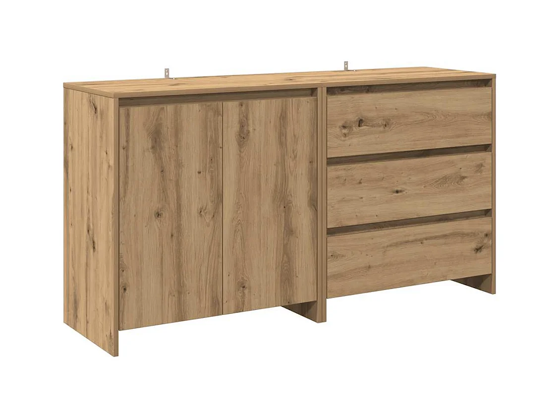 Credenza | Buffet | Armadio 2 pz Rovere Artigianale in Legno Multistrato