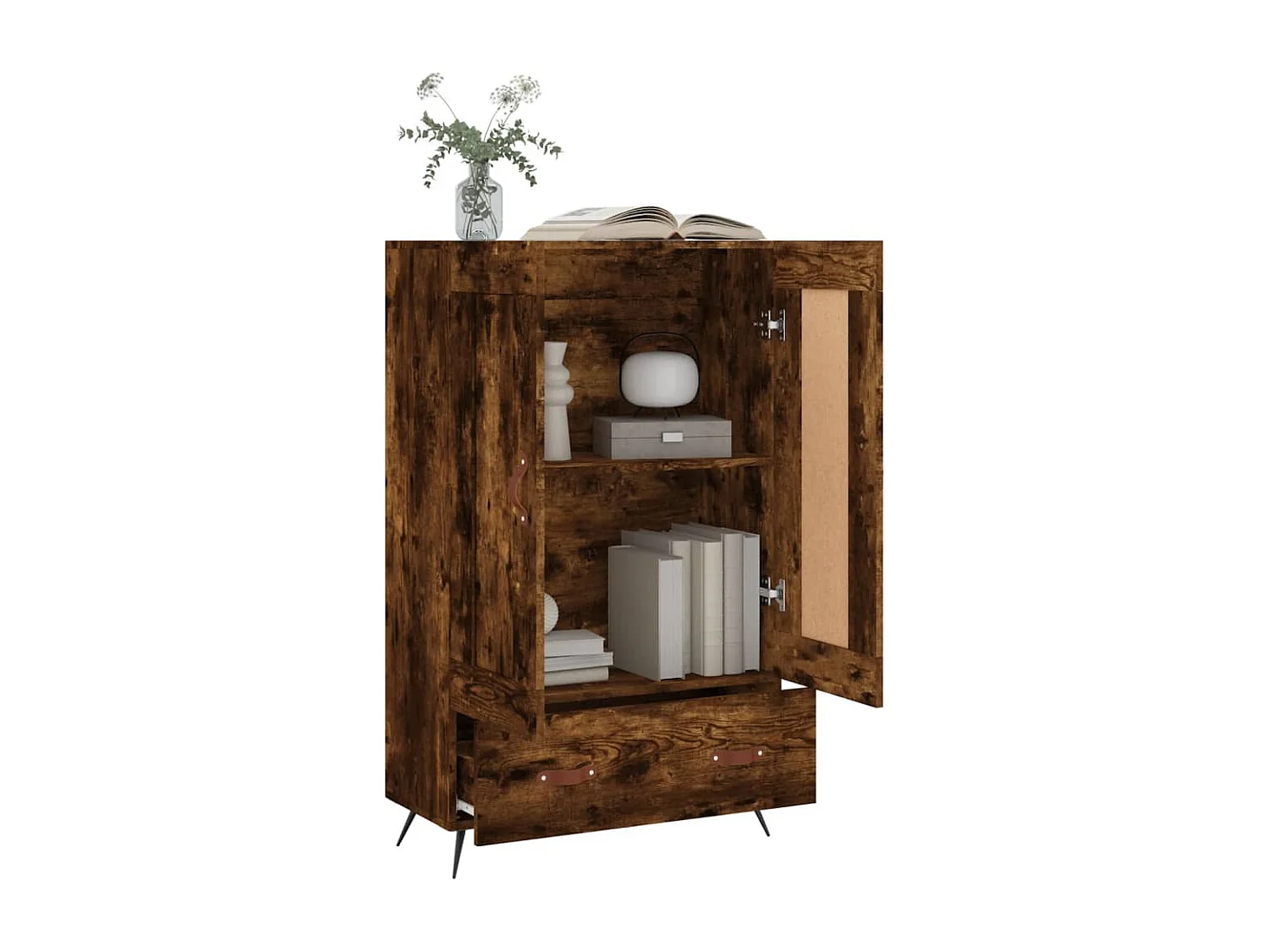 Credenza | Buffet | Armadio Rovere Fumo 69,5x31x115 cm in Legno Multistrato