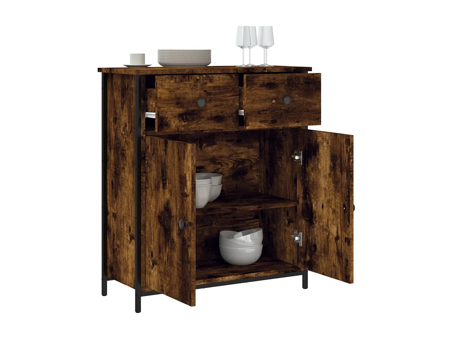 Credenza | Buffet | Armadio Rovere Fumo 70x30x80 cm in Legno Multistrato