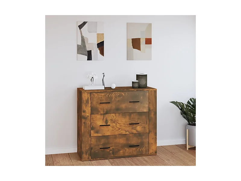 Buffet | Bahut | Meuble de rangement Chêne fumé 80x33x70 cm Bois d'ingénierie