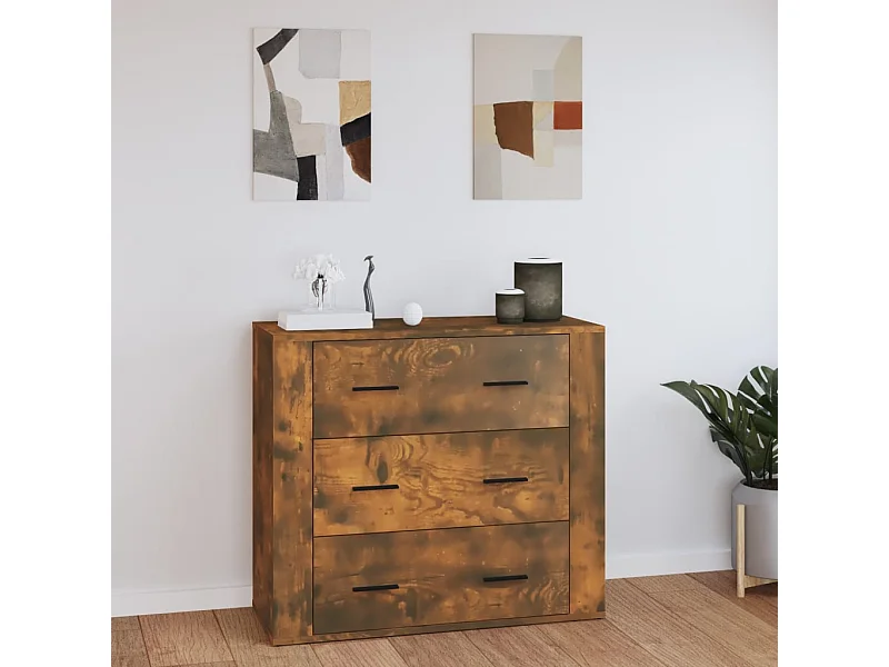 Credenza | Buffet | Armadio Rovere Fumo 80x33x70 cm in Legno Multistrato