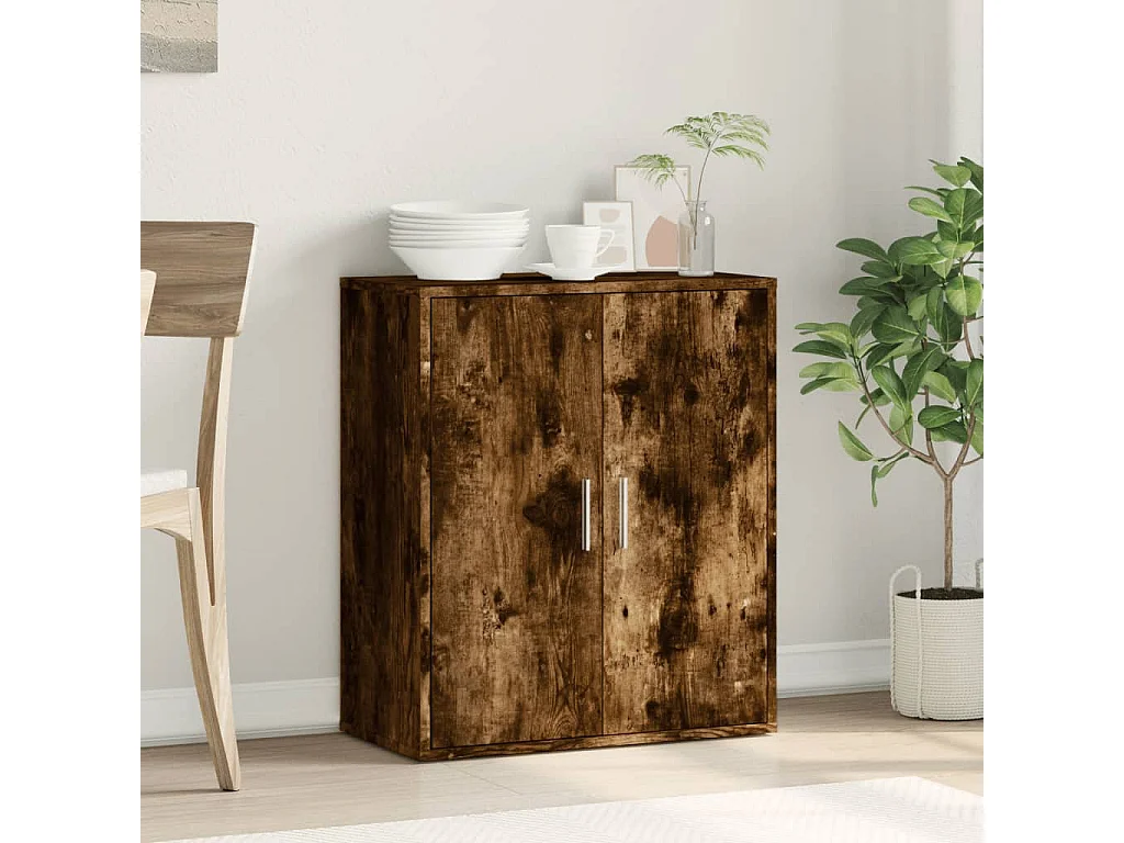 Buffet | Bahut | Meuble de rangement chêne fumé 79x38x80 cm bois d'ingénierie