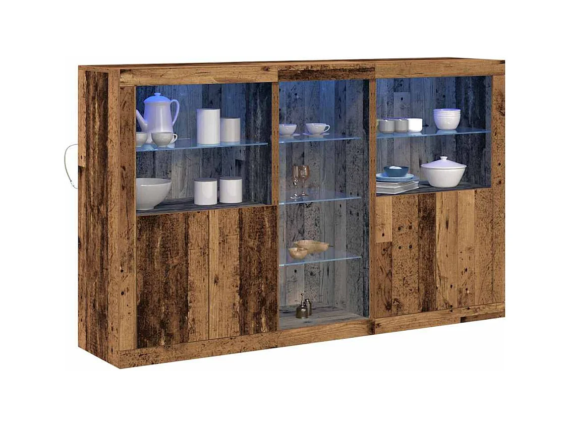 Credenza | Buffet | Armadio con Luci LED Legno Antico 162x37x100 cm