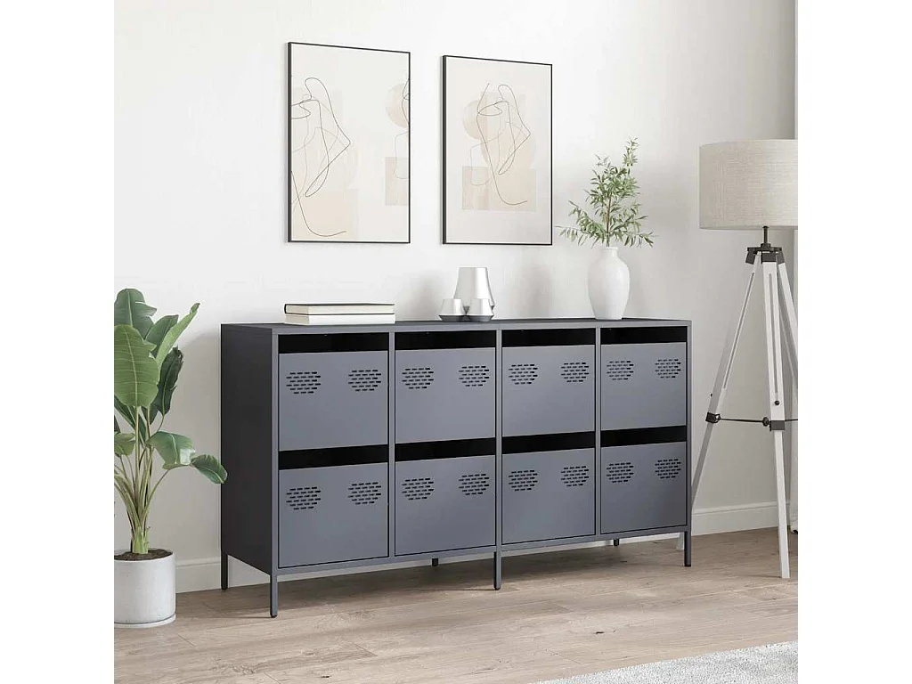 Buffet | Commode à tiroir | Meuble de rangement anthracite 135x39x73,5 cm acier laminé à froid