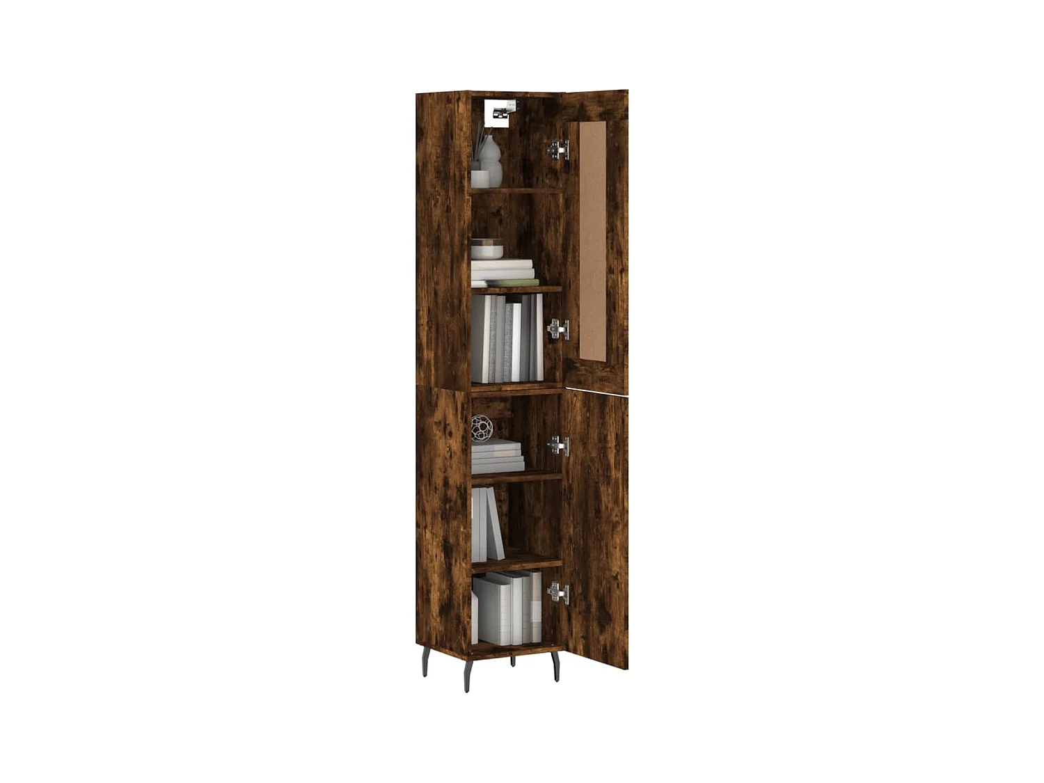 Buffet | Bahut | Meuble de rangement haut Chêne fumé 34,5x34x180 cm Bois d'ingénierie