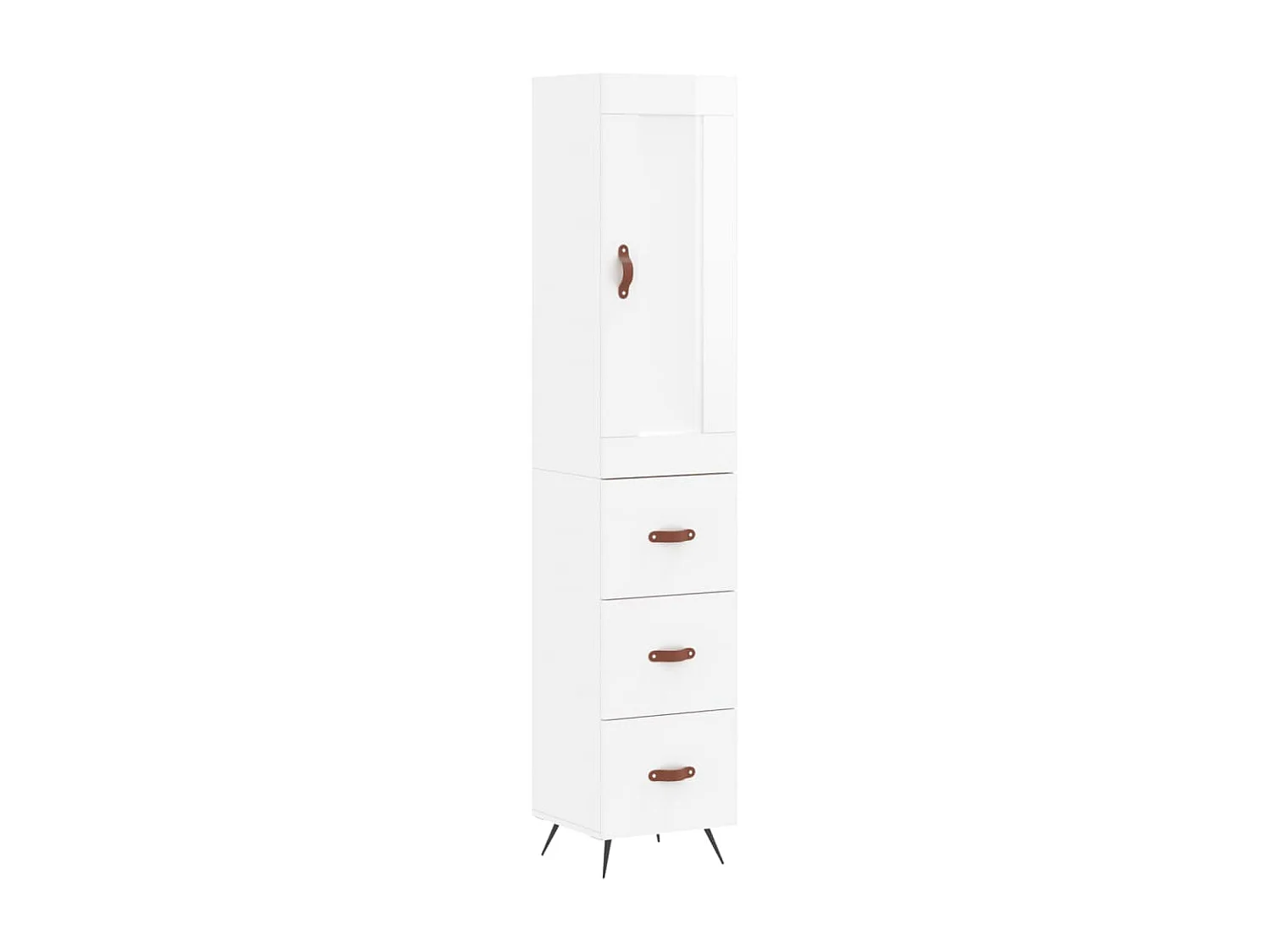 Buffet | Bahut | Meuble de rangement haut Blanc brillant 34,5x34x180 cm Bois d'ingénierie
