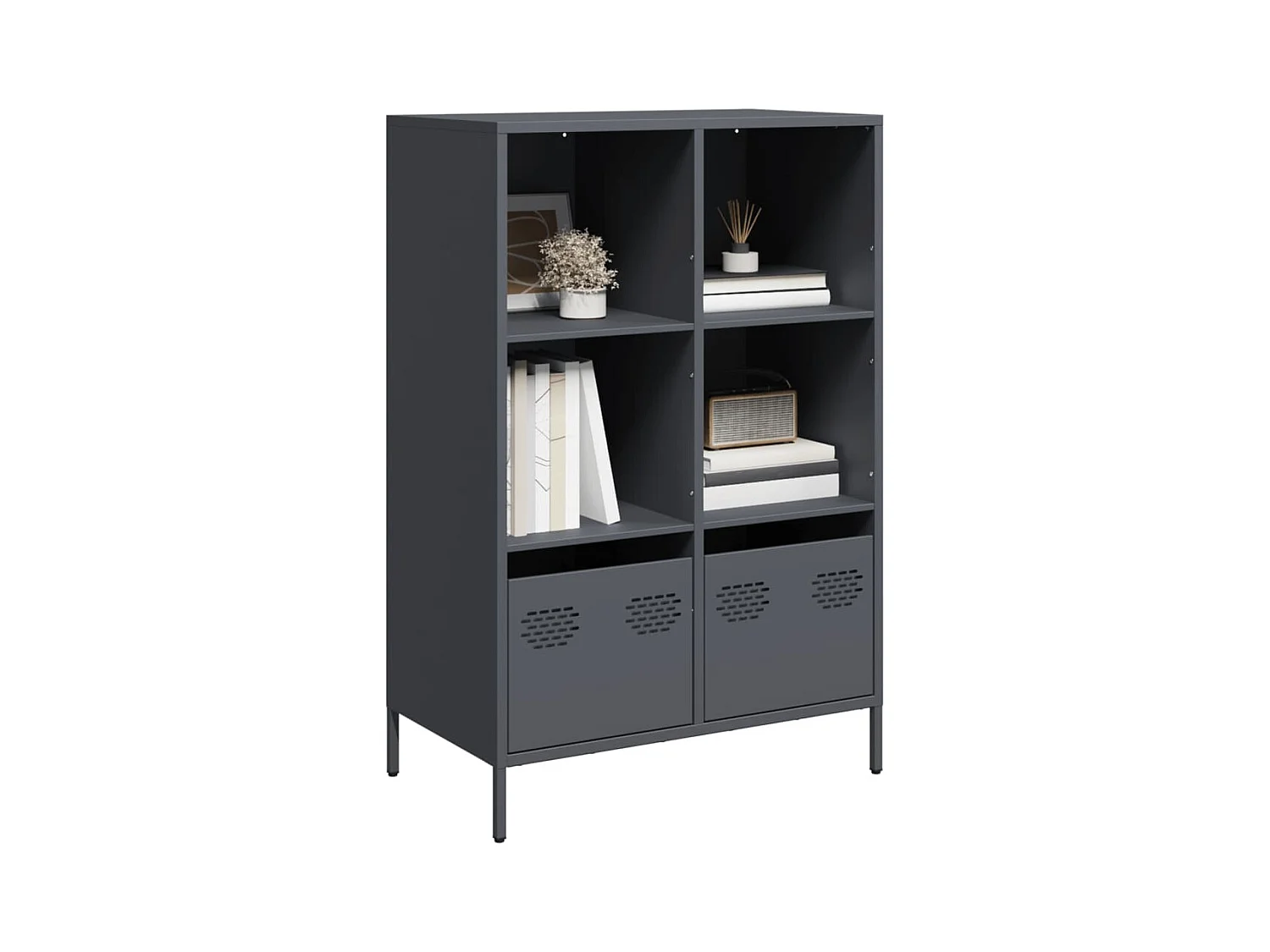 Buffet | Commode à tiroir | Meuble de rangement haut anthracite 68x39x103,5 cm acier