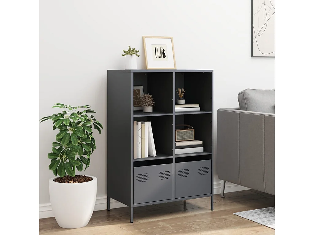 Buffet | Commode à tiroir | Meuble de rangement haut anthracite 68x39x103,5 cm acier