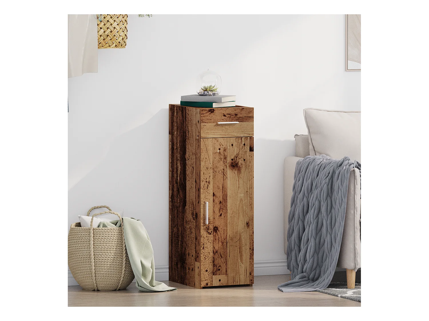 Credenza | Buffet | Armadio in Legno Vecchio 30x42,5x93 cm in Legno Ingegnerizzato