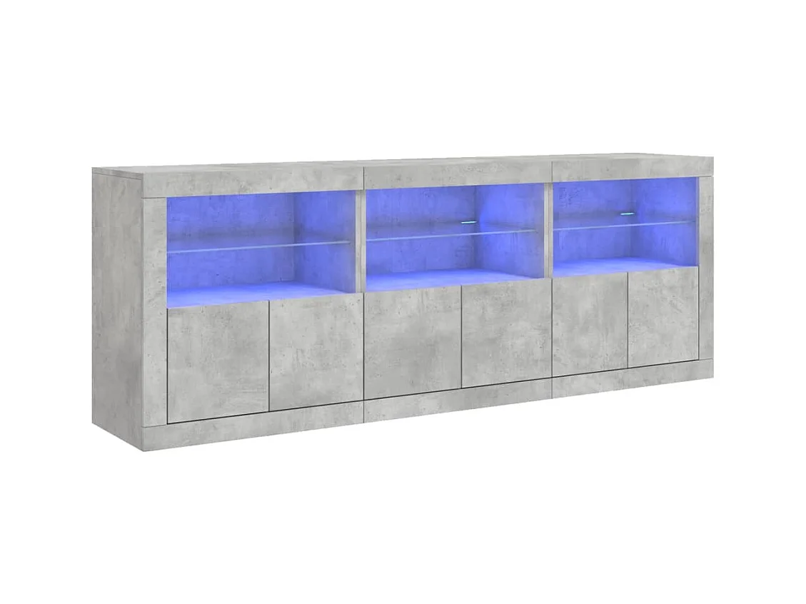 Buffet | Bahut | Meuble de rangement avec lumières LED gris béton 181,5x37x67 cm