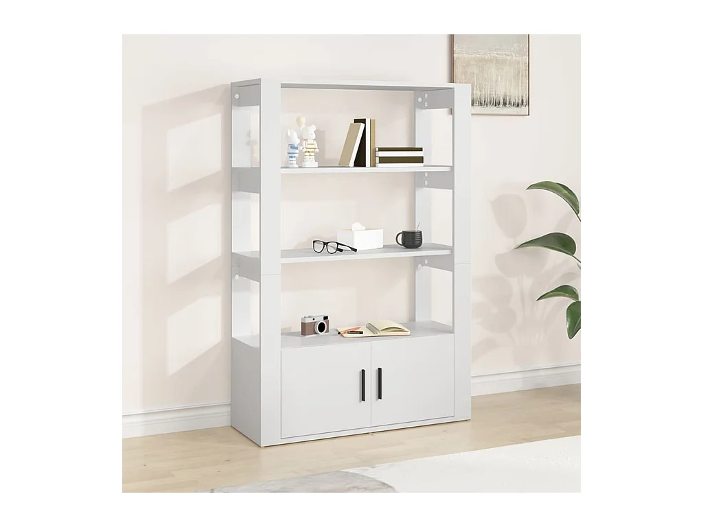 Credenza | Buffet | Armadio Bianca 80x30x119,5 cm in Legno Multistrato