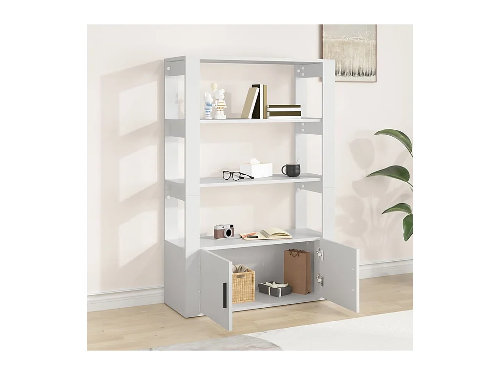 Credenza | Buffet | Armadio Bianca 80x30x119,5 cm in Legno Multistrato