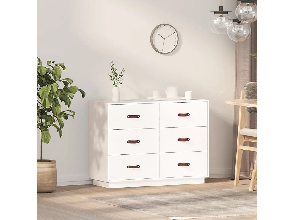 Credenza | Buffet | Armadio Bianca 100x40x75 cm in Legno Massello di Pino