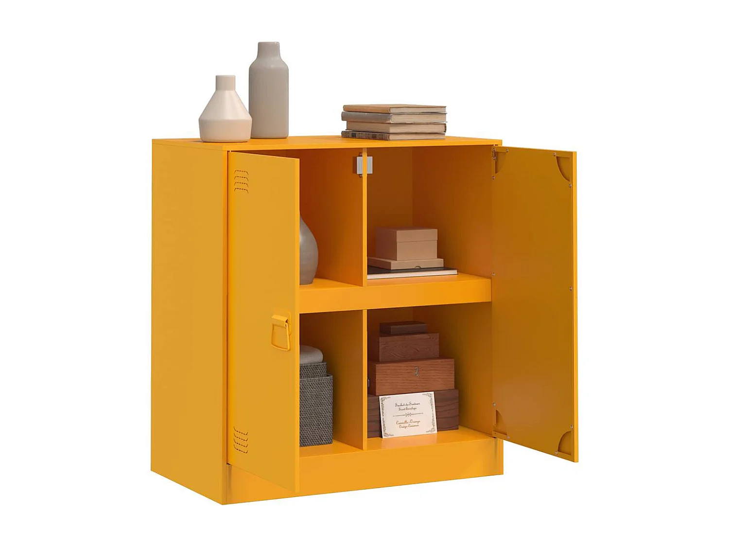 Credenza | Buffet | Armadio Giallo Senape 67x39x73 cm in Acciaio