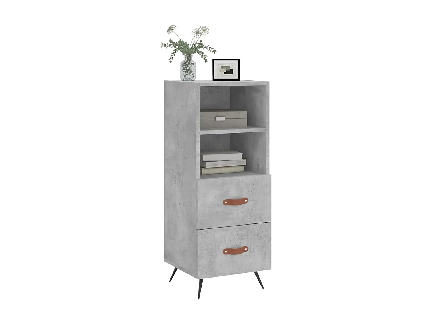 Buffet | Bahut | Meuble de rangement Gris béton 34,5x34x90 cm Bois d'ingénierie