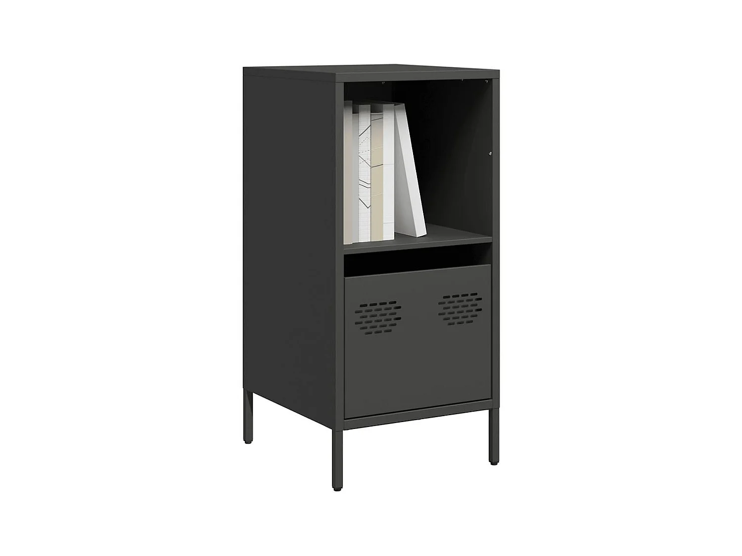 Buffet | Commode à tiroir | Meuble de rangement noir 35x39x73,5 cm acier laminé à froid