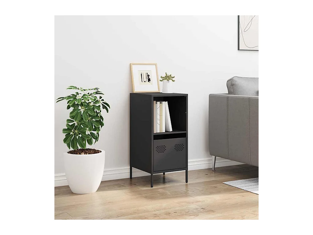 Buffet | Commode à tiroir | Meuble de rangement noir 35x39x73,5 cm acier laminé à froid