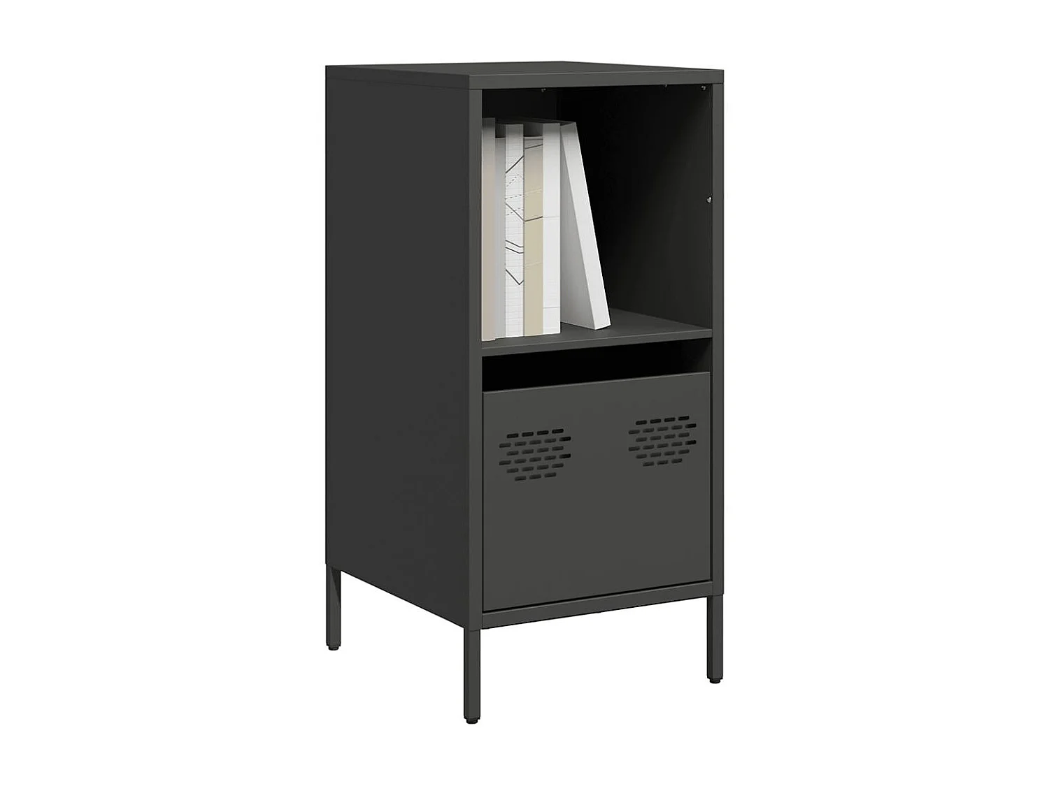 Credenza | Buffet | Armadio Nera 35x39x73,5 cm in Acciaio Laminato a Freddo