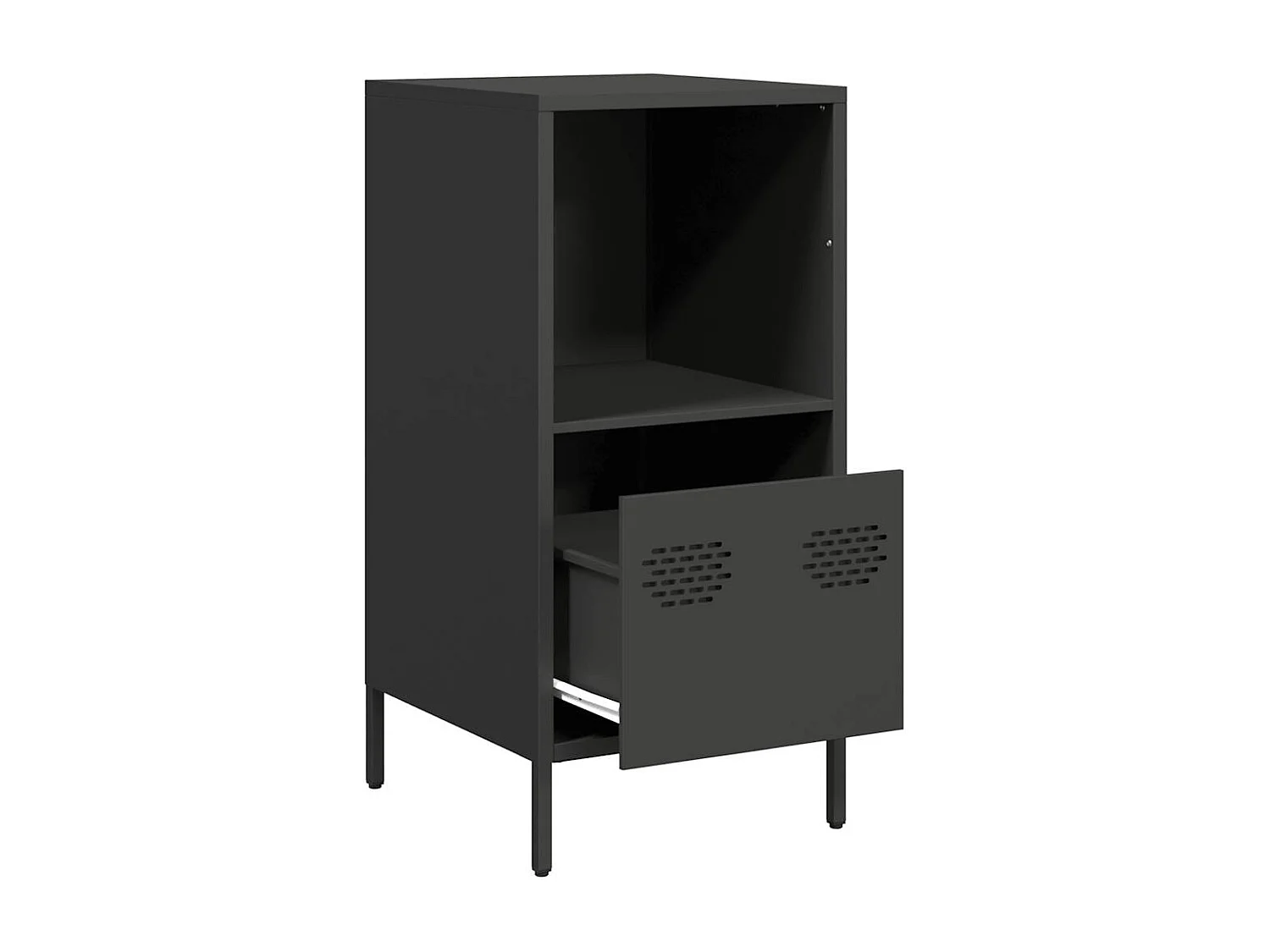 Credenza | Buffet | Armadio Nera 35x39x73,5 cm in Acciaio Laminato a Freddo