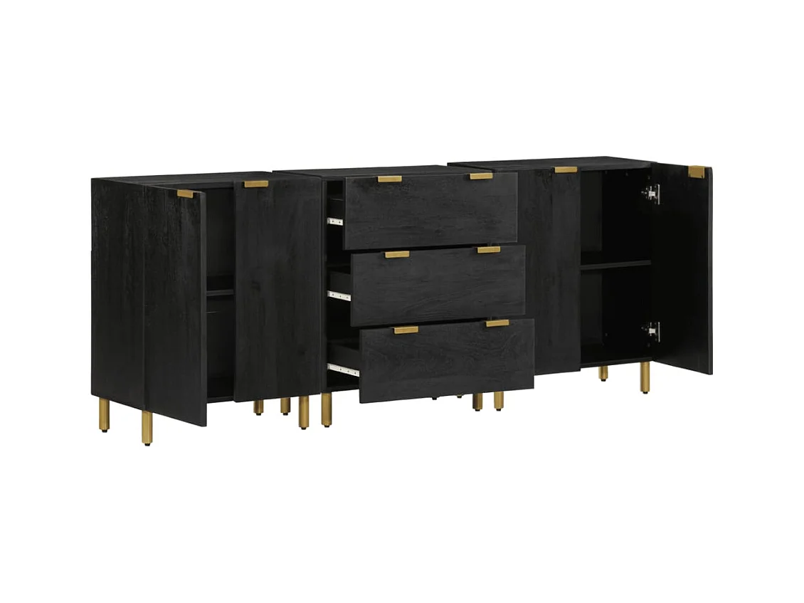 Buffets | Bahuts | Meuble de rangement 3 pcs noir bois d'ingénierie