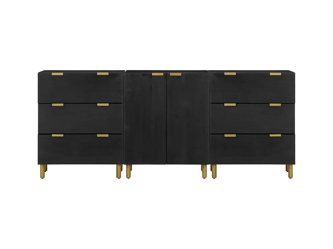 Buffets | Bahuts | Meuble de rangement 3 pcs noir bois d'ingénierie