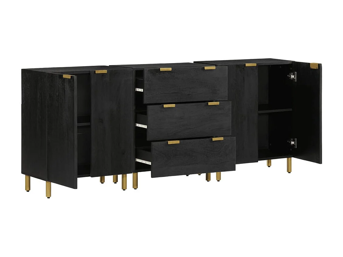 Buffets | Bahuts | Meuble de rangement 3 pcs noir bois d'ingénierie