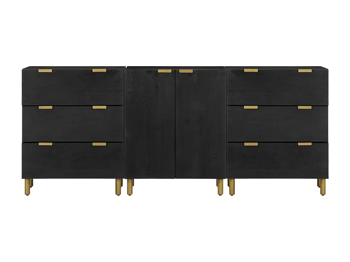 Buffets | Bahuts | Meuble de rangement 3 pcs noir bois d'ingénierie