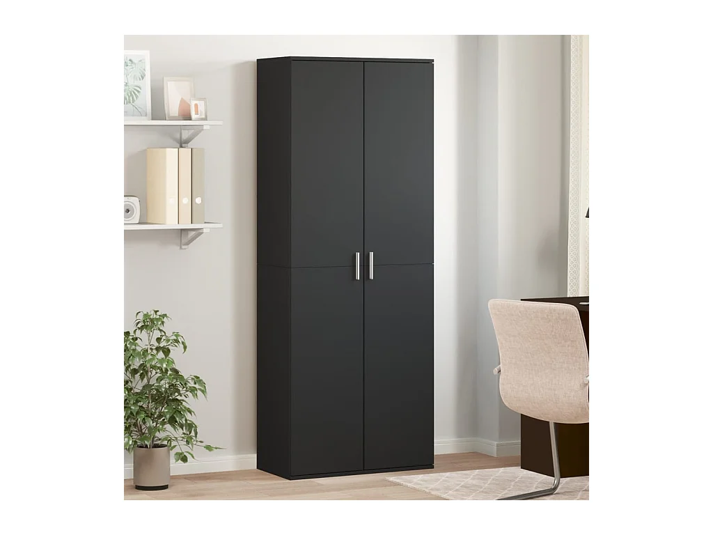 Credenza | Buffet | Armadio Nero 70x35x180 cm in Legno Multistrato
