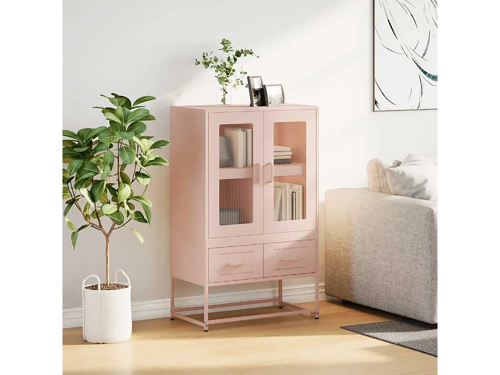 Credenza | Buffet | Armadio Rosa 68x39x111,5 cm Acciaio