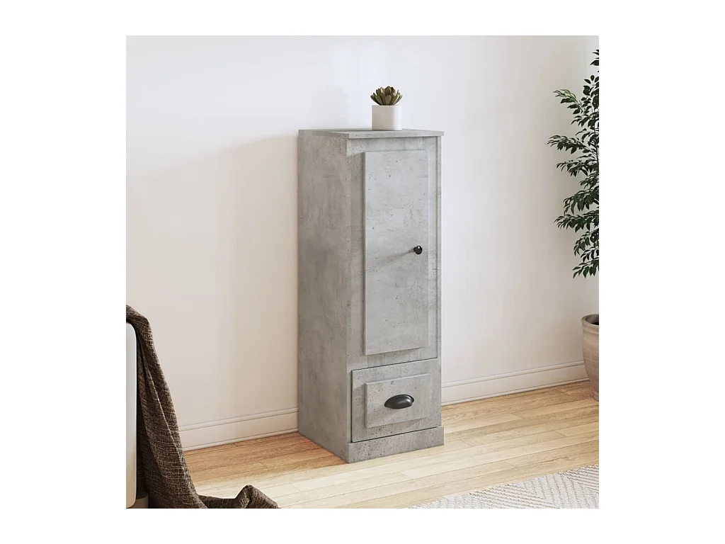 Credenza | Buffet | Armadio Grigio Cemento 36x35,5x103,5 cm in Legno Multistrato