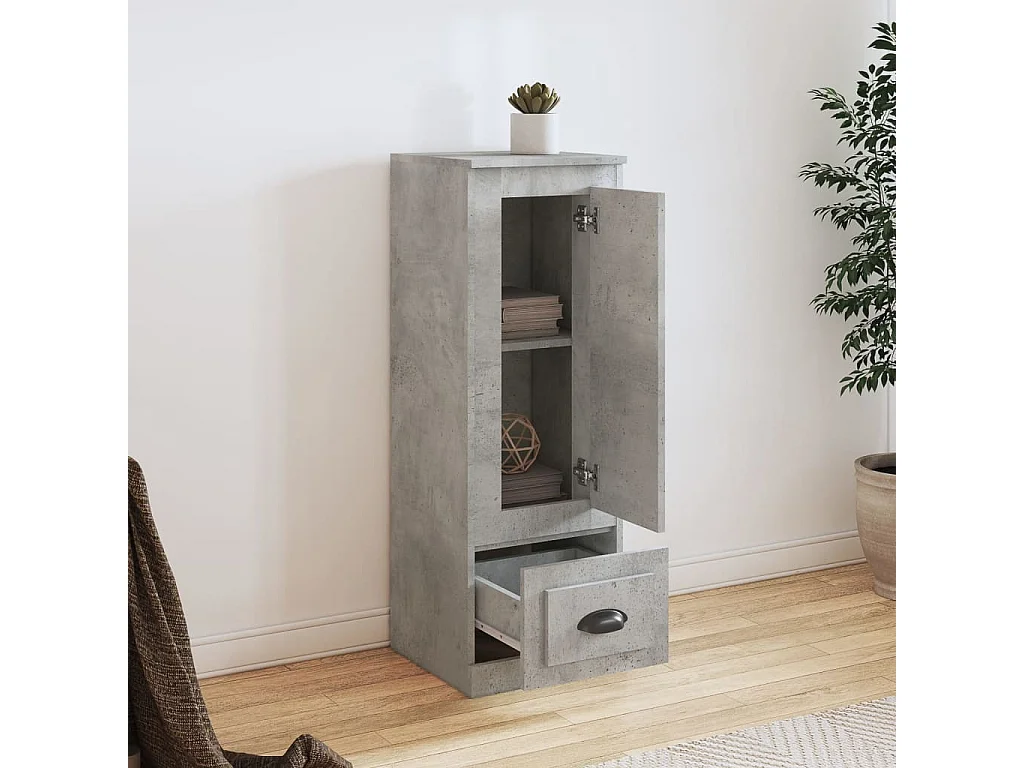 Credenza | Buffet | Armadio Grigio Cemento 36x35,5x103,5 cm in Legno Multistrato