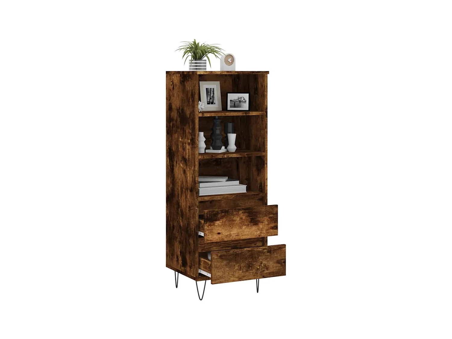 Buffet | Bahut | Meuble de rangement haut Chêne fumé 40x36x110 cm Bois d'ingénierie