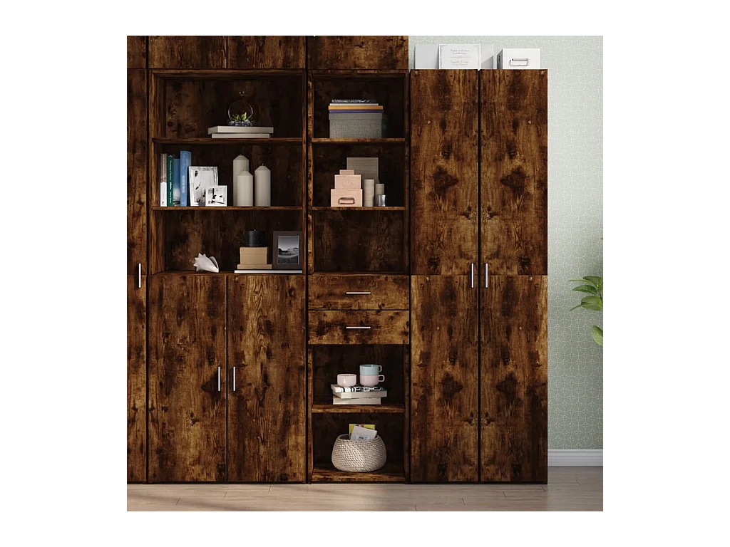 Credenza | Buffet | Armadio Rovere Fumo 45x42,5x185 cm in Legno Multistrato